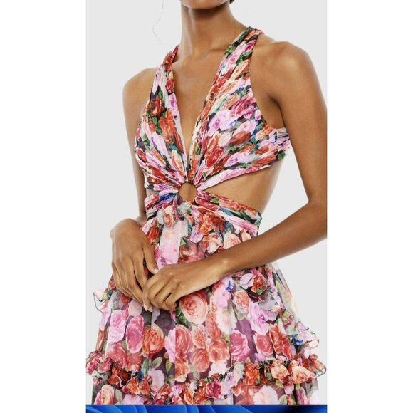 Mac Duggal $1400 Floral Cutout Layered Maxi Formal Dress Size 8 - Picture 4 of 14